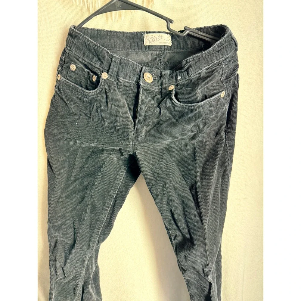 Old Navy Girls Black Corduroy Pants Rhinestone Pockets Size 12